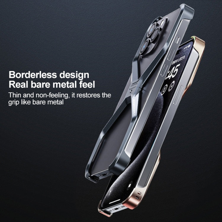 iPhone 15 Pro Max Super Slim Metal Luxury Aluminum Frameless X-Shaped Case - Silver